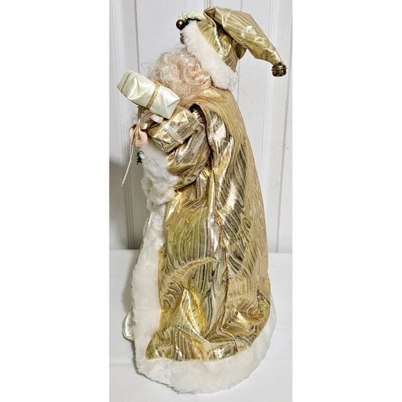 Victorian Gold Santa Claus Tree Topper 17" White Fur Christmas Holiday Figurine - Picture 3 of 10